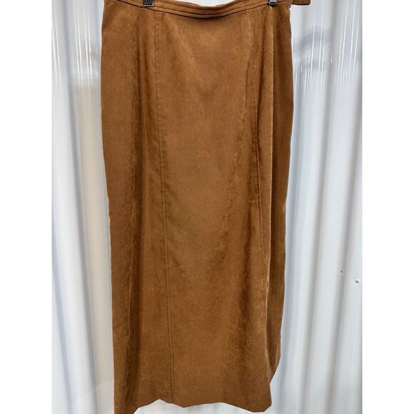 L.L. Bean Maxi A-Line Skirt Suede Western Coastal Rodeo Sz 6 P Made In Hong Kong - Picture 1 of 4